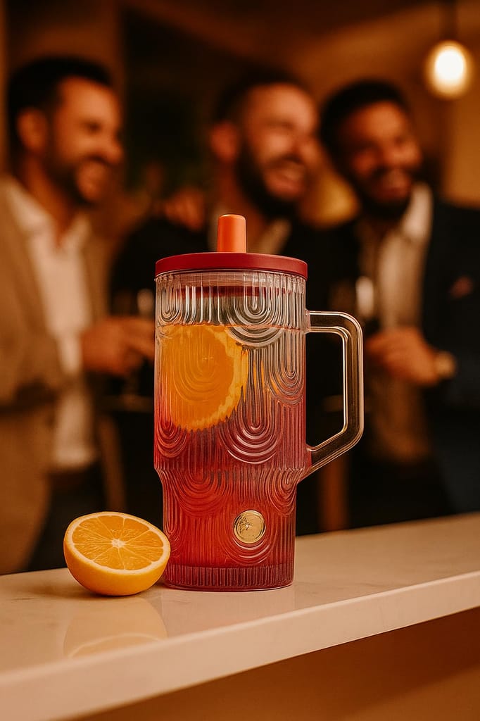 Glass Sipper with Lid and Straw | 650 ML | Unique and Morden Design Leakproof Tumbler with Colorful Textured Body and Handle |Travel Mug for Juise, Smoothies Cold and Hot Drinking Cups | Set of 1 view 2