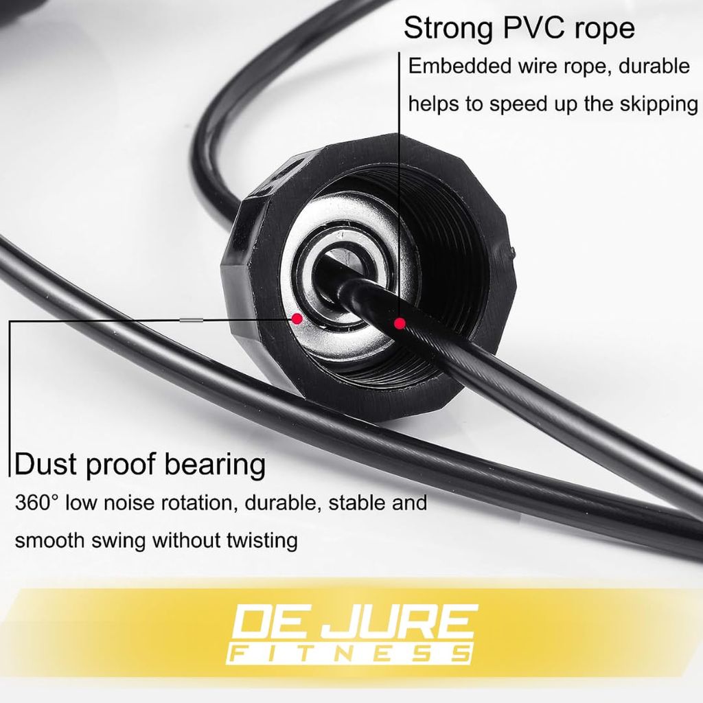 De Jure Fitness Jump Rope, Tangle-Free Rapid Speed Skipping Rope for Women, Men, and Kids, Adjustable Jump Rope Workout with Anti-Slip Handles for Fitness, Home Exercise & Slim Body view 2