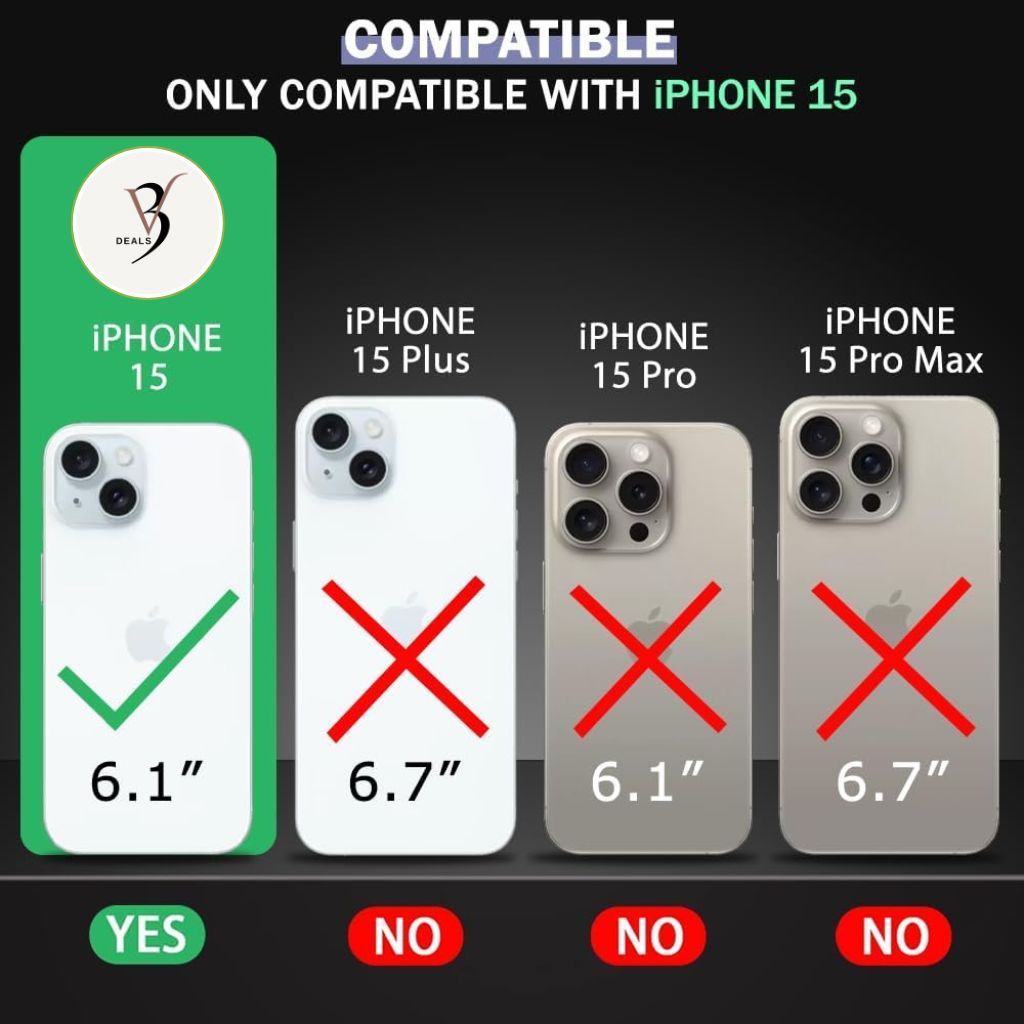 V3Deals Crystal Clear Hard Transparent Case Compatible with iPhone 15 | Slim Shockproof Protective Back Cover | Raised Camera Lens Guard | Scratch Resistant Hard Shell (iPhone 15) view 2