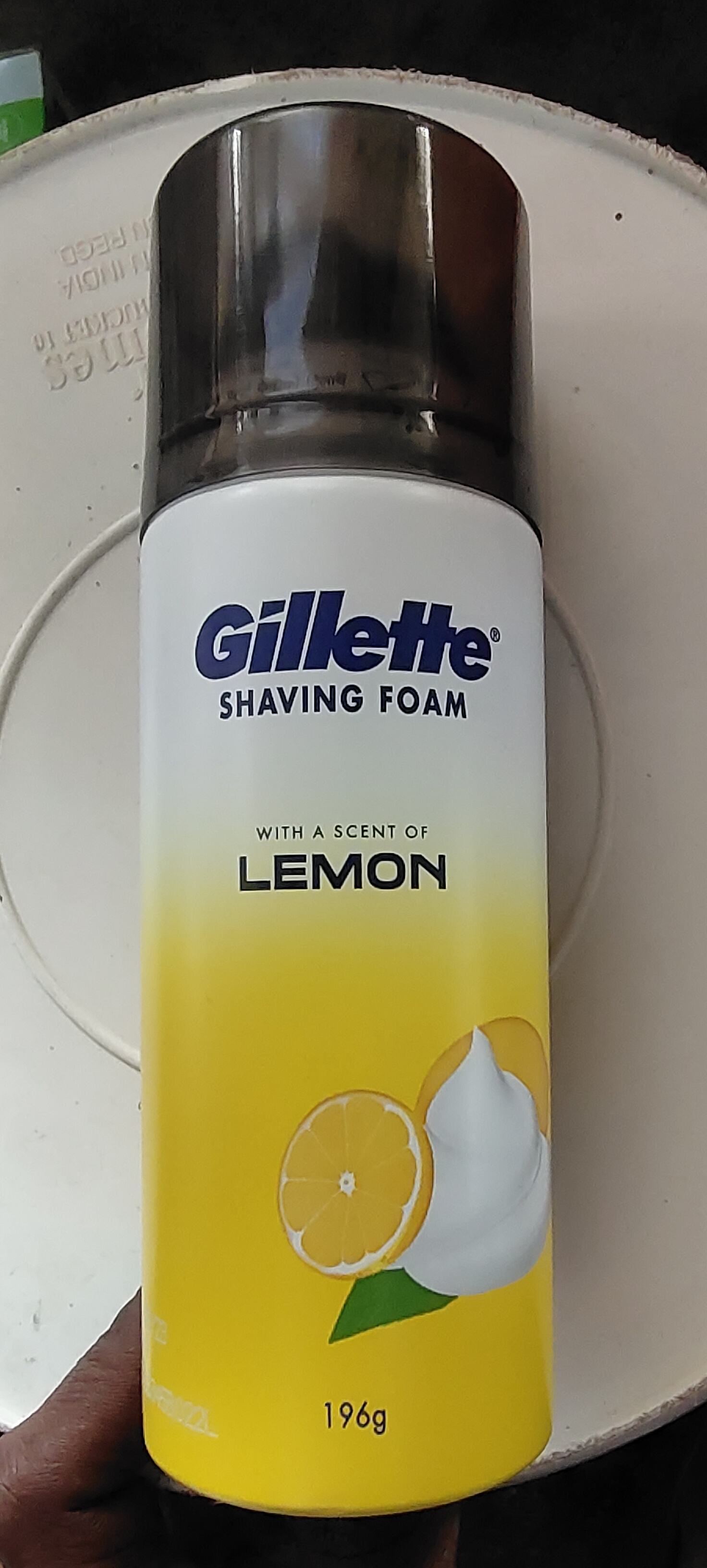 Gillette shaving foam with a scent of lemon