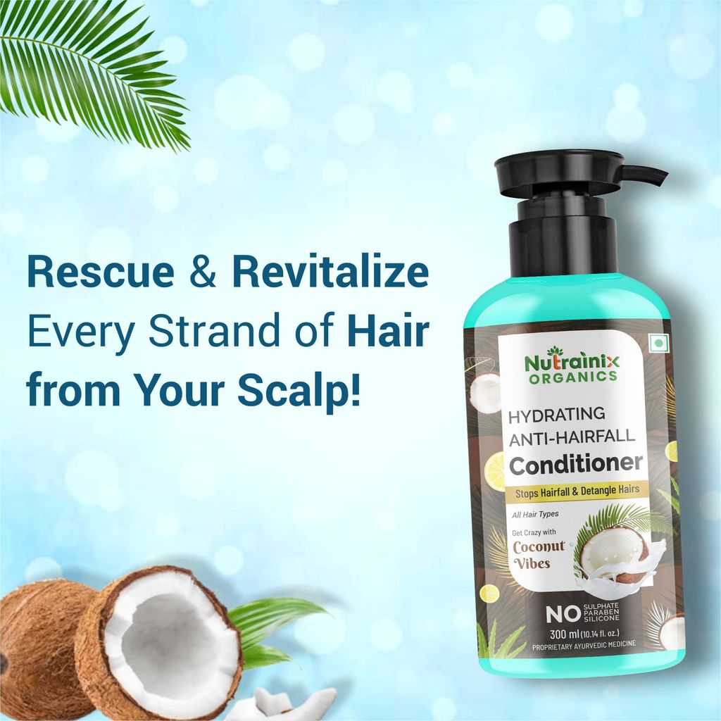 Nutrainix Organics Hydrating Anti-Hairfall Conditioner, Hairfall Defense + Nutrient-Rich Hydration for Frizzy, Damaged Hair - 300ml view 2