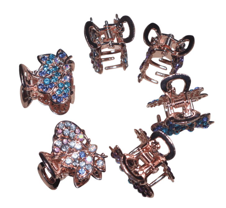 Crystal Butterfly Hair Clips - Rose Gold Hair Accessories view 2