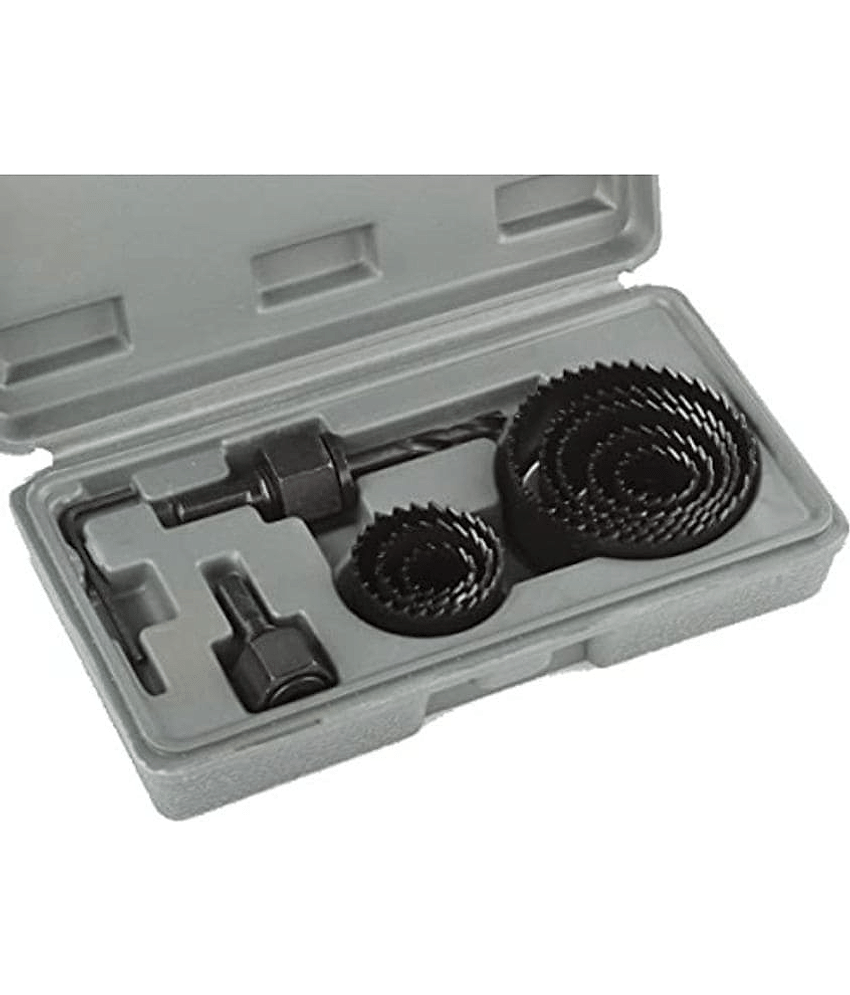 AK® Hole Saw Set 11 Pieces 3/4" - 2-1/2" Hole Saw Kit with Hex Key and Mandrels for Wood, PVC Board, Plastic Plate Drilling view 2
