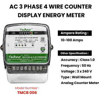 Three Phase Counter Type Energy Meter (10-100 A) view 2