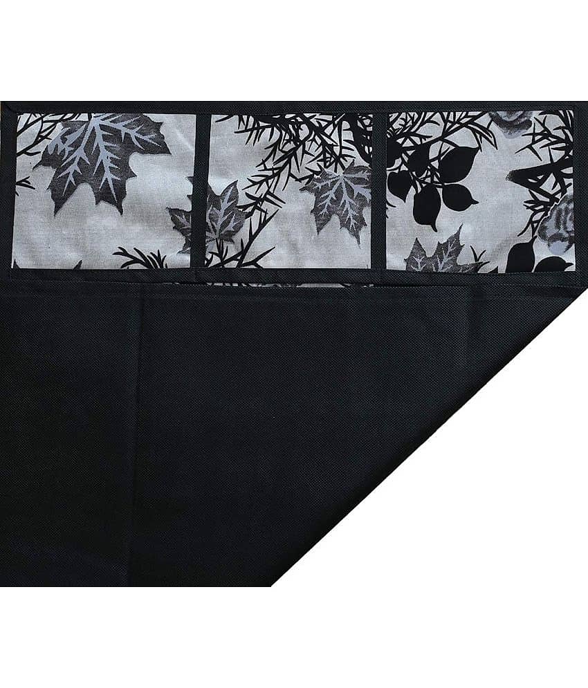 SHUBH Polyester Floral Fridge Mat & Cover ( 99 58 ) Pack of 5 - Black view 2