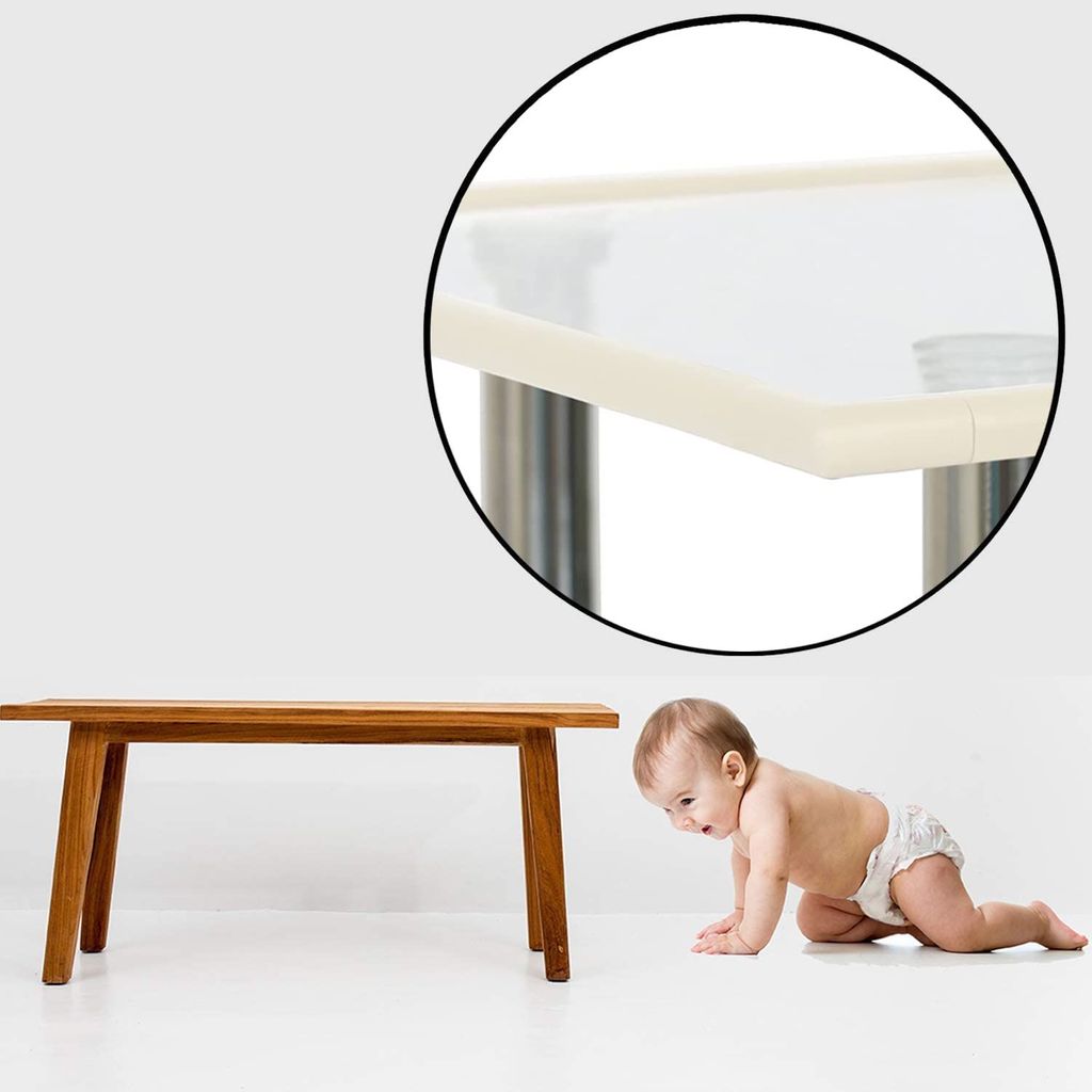 Safe-O-Kid' - Babyproofing L-Shaped 2 mtr Long 4 Medium Edge Guards with 16 Corner Cushions for Baby Safety, White view 2