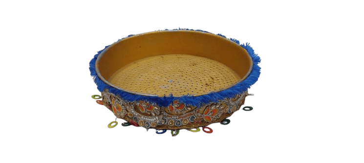 Golden and Blue Decorative Pooja Thali view 2