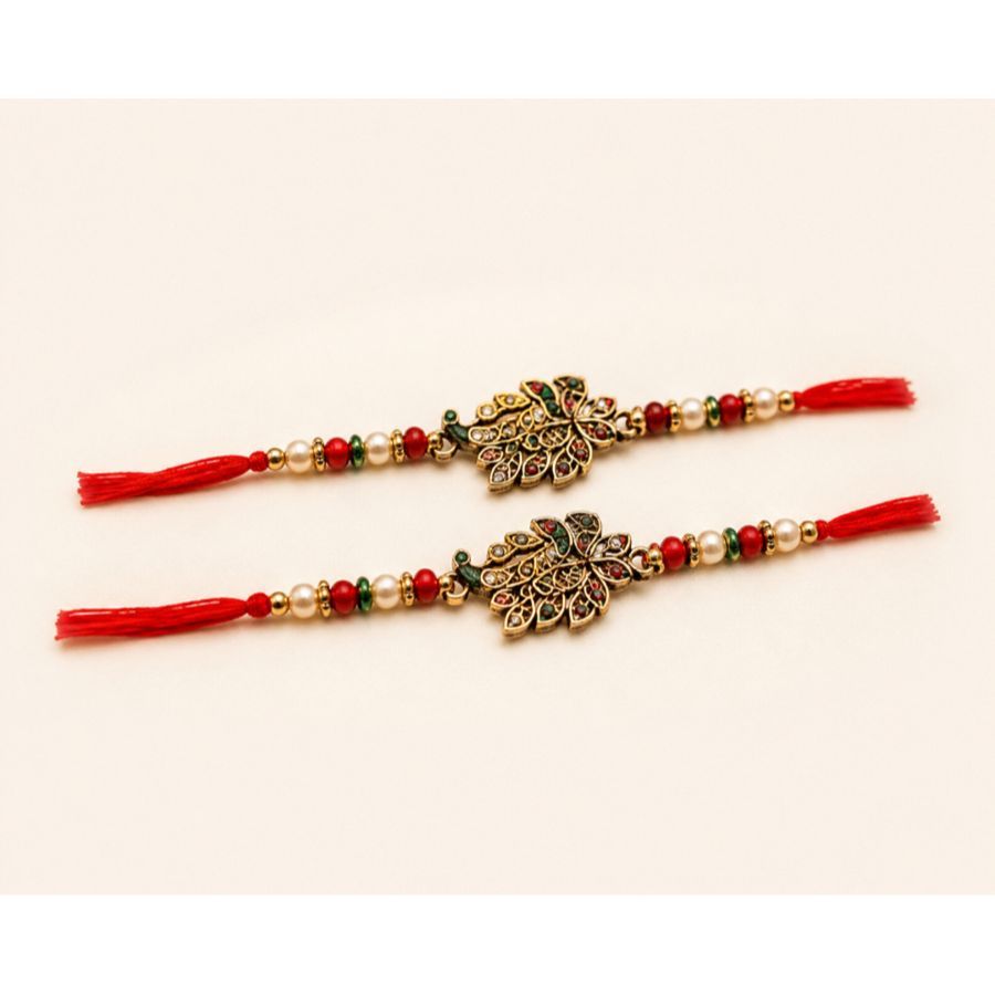 Premium Peacock Designer Rakhi Set view 2