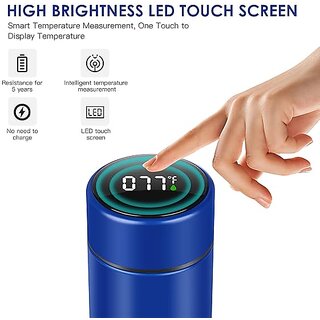 LONEASY Grade Stainless Steel Sports Water Bottle With Led Temperature Display,Double Wall Vacuum Insulated Water Bottle, Stay Hot For 24 Hrs,Cold For 24 Hrs (Blue), 500 Milliliters view 2