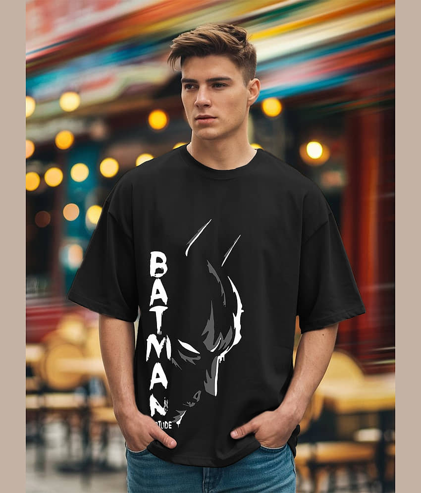 Leotude Black Blended Oversized Fit Couple T-Shirt view 2