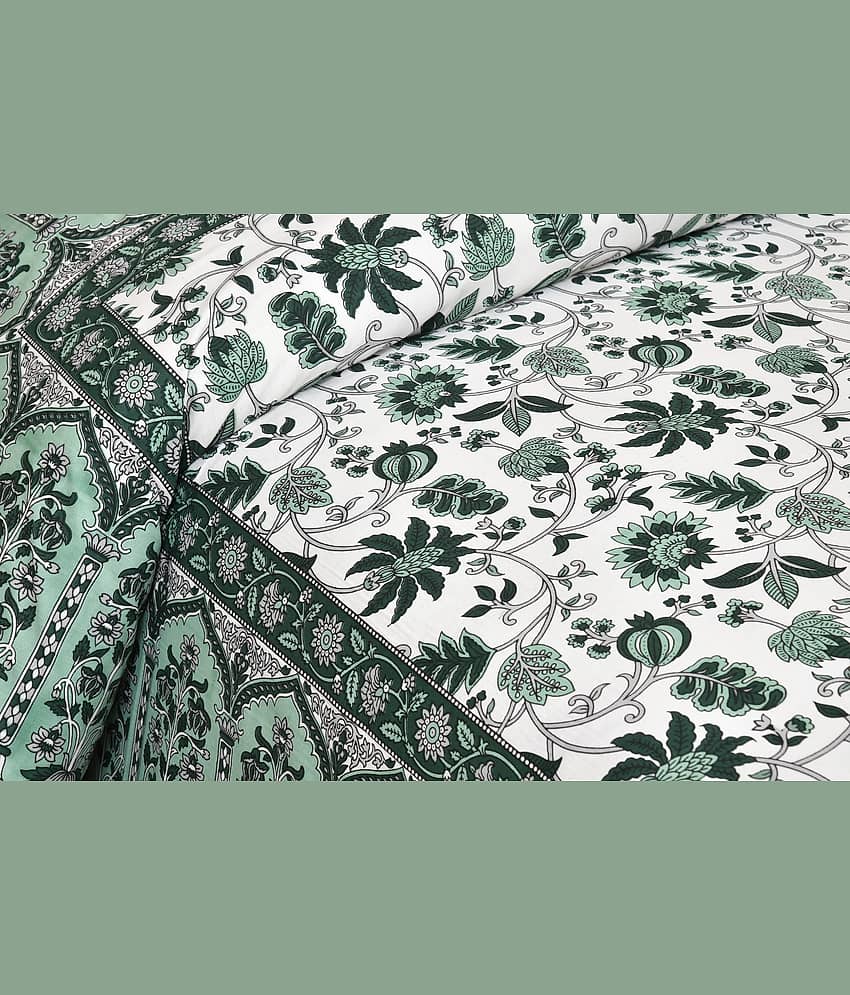 CLOTHORO Cotton 1 Double King Bedsheet with 2 Pillow Covers ( Green ) view 2