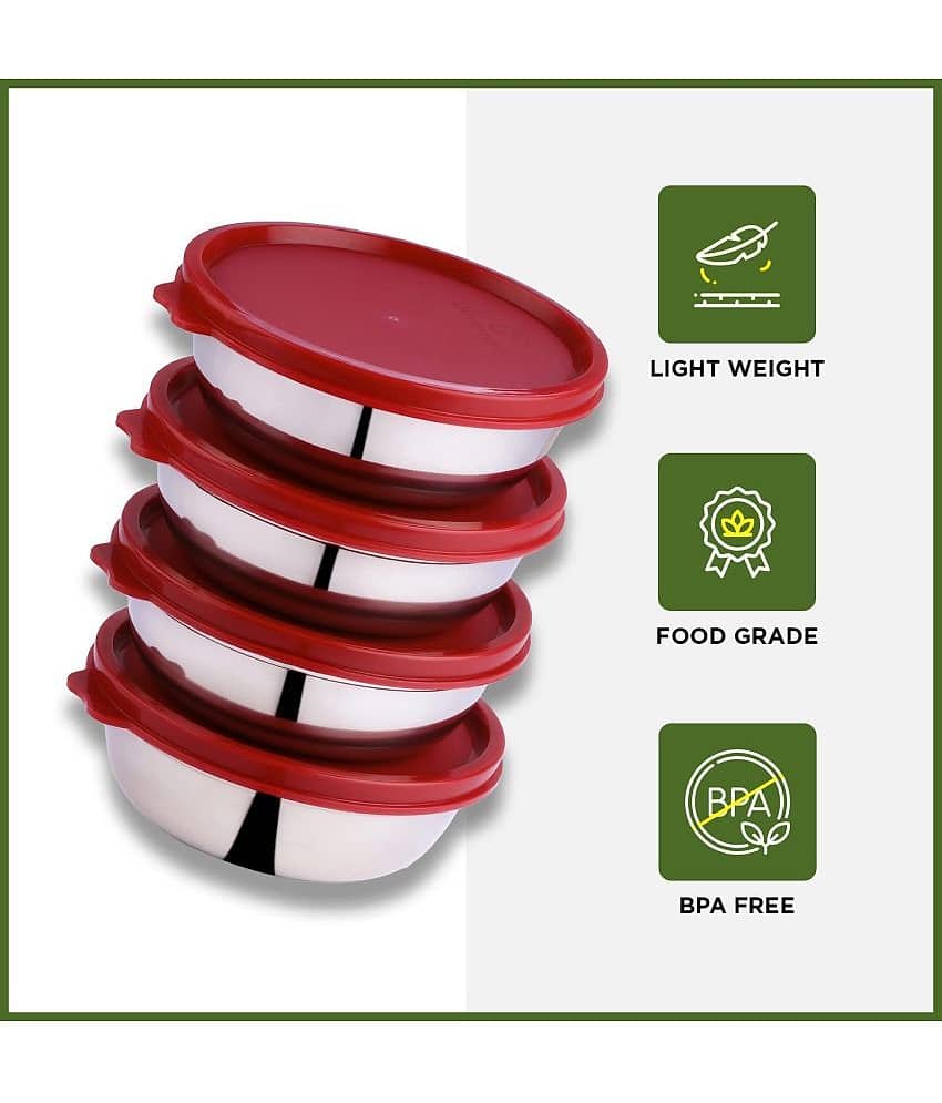 Oliveware - Steel Red Food Container ( Set of 4 ) view 2