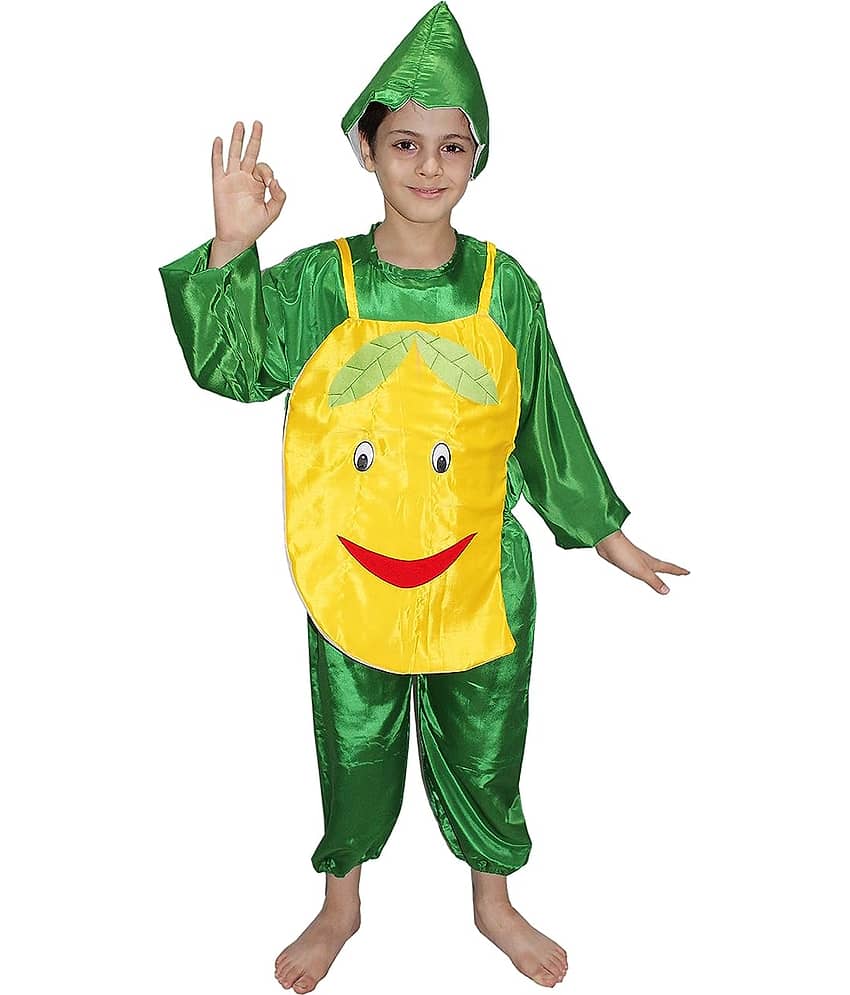 Kaku Fancy Dresses Mango Fruits Costume -Yellow & Green, 8-10 Years, for Boys & Girls view 2