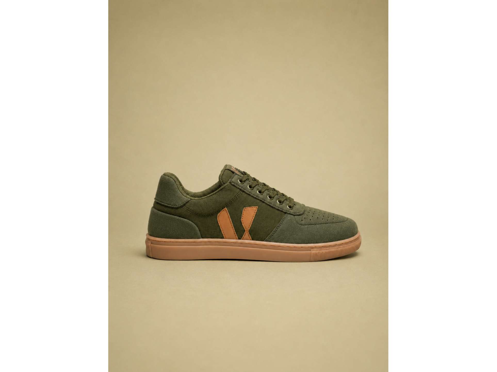 Volton Terra Alpha Olive Green Casual Suede Lace-Up Sneakers - UK - 6