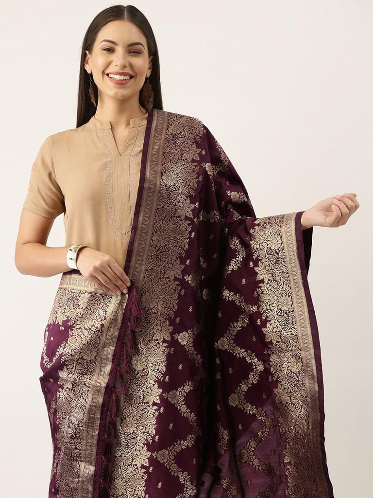 Women's Fancy Woven Banarasi Silk Dupatta view 2