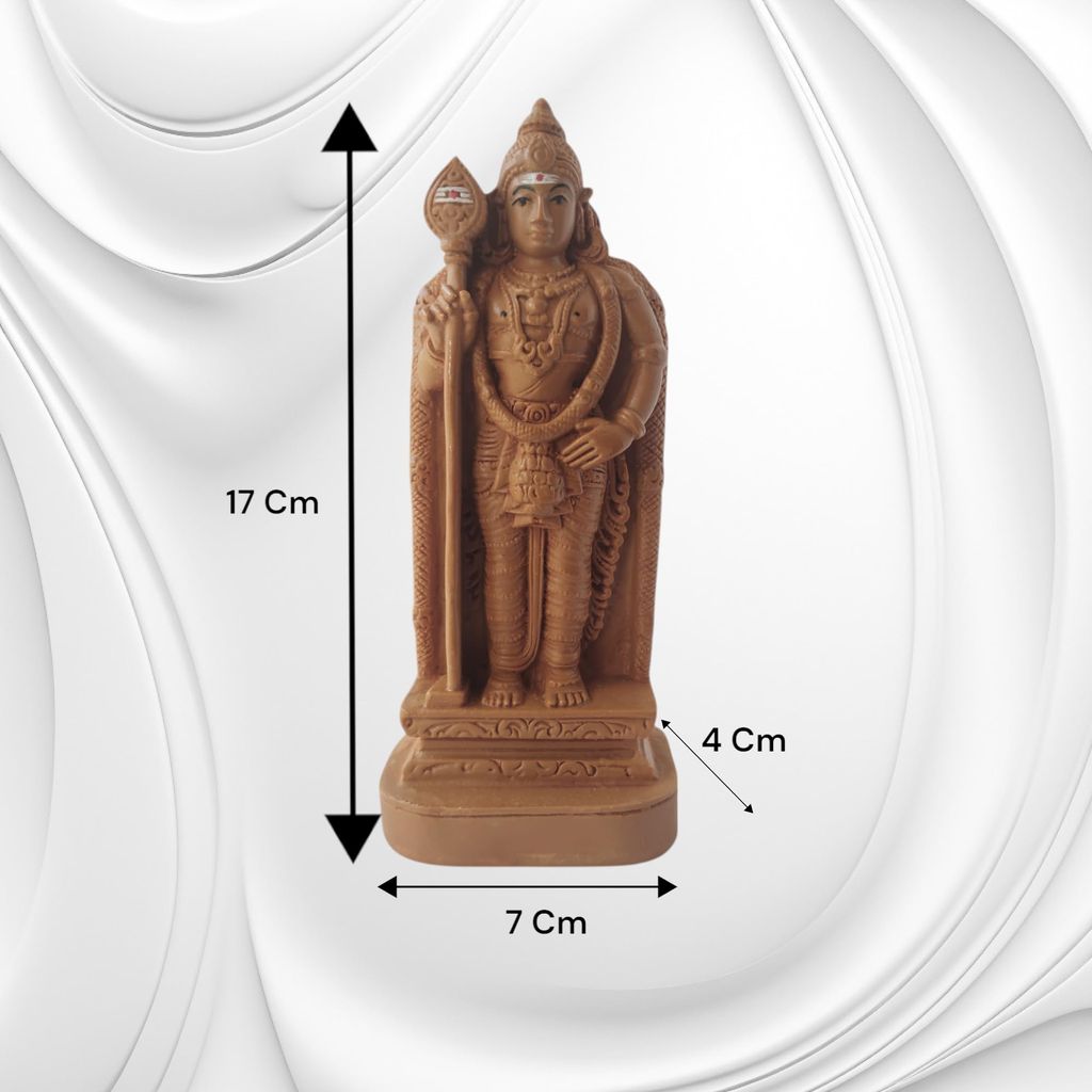 AMS Murugan Idol for Pooja Room | 17 cm Resin Brown Subramanya Swamy Statue | Hindu God Kartikeya Figurine for Home Temple Decor & Spiritual Gift view 2