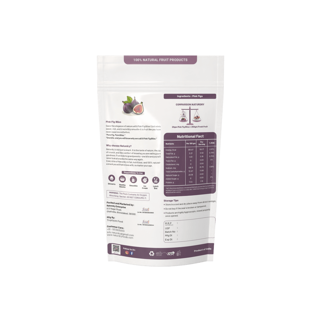 NaturDry Family Pack Freeze-Dried Pink Fig Bliss | Healthy Fruit Snack, No Added Sugar | 20g - Pack of 3 view 2