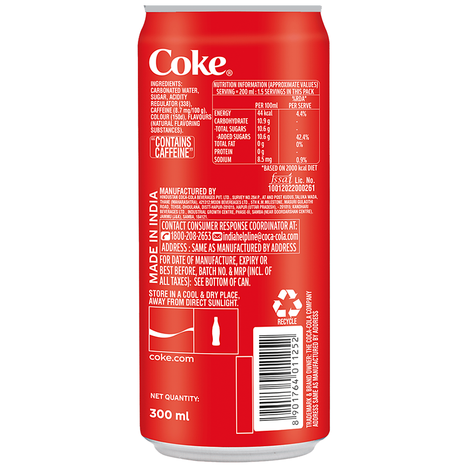 Coca Cola Original Taste Soft Drink, 300 Ml Can view 2