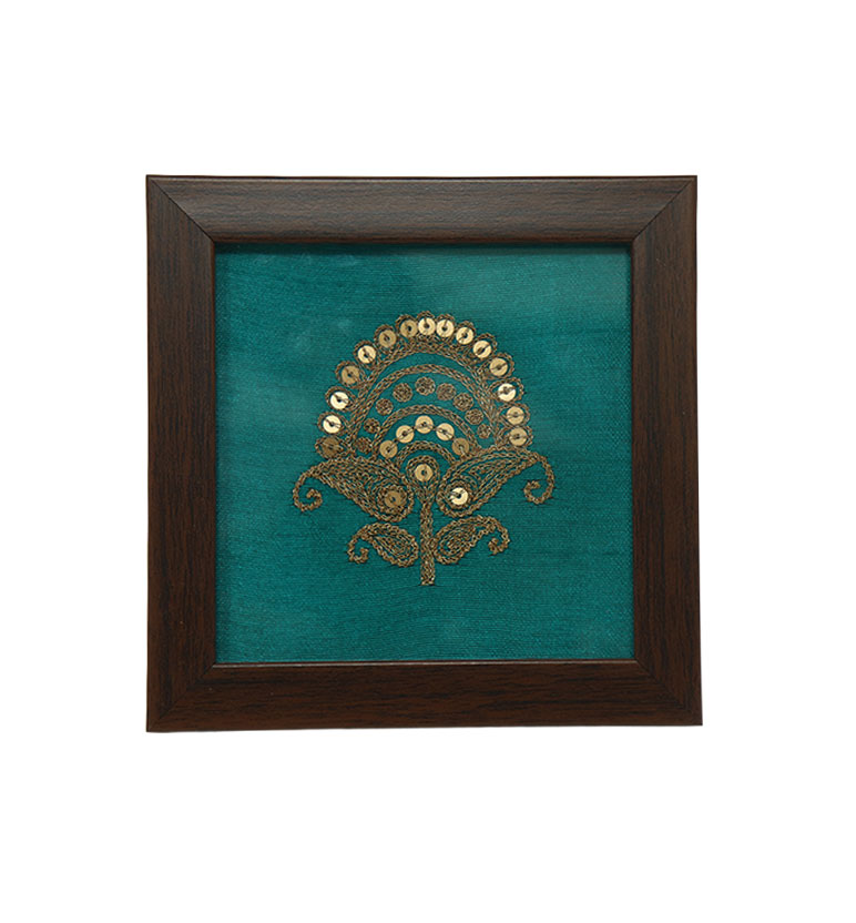 Framed Zardozi Paisley Coaster Set view 2