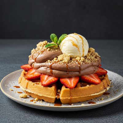 Strawberry And Nutella Mousse Waffle