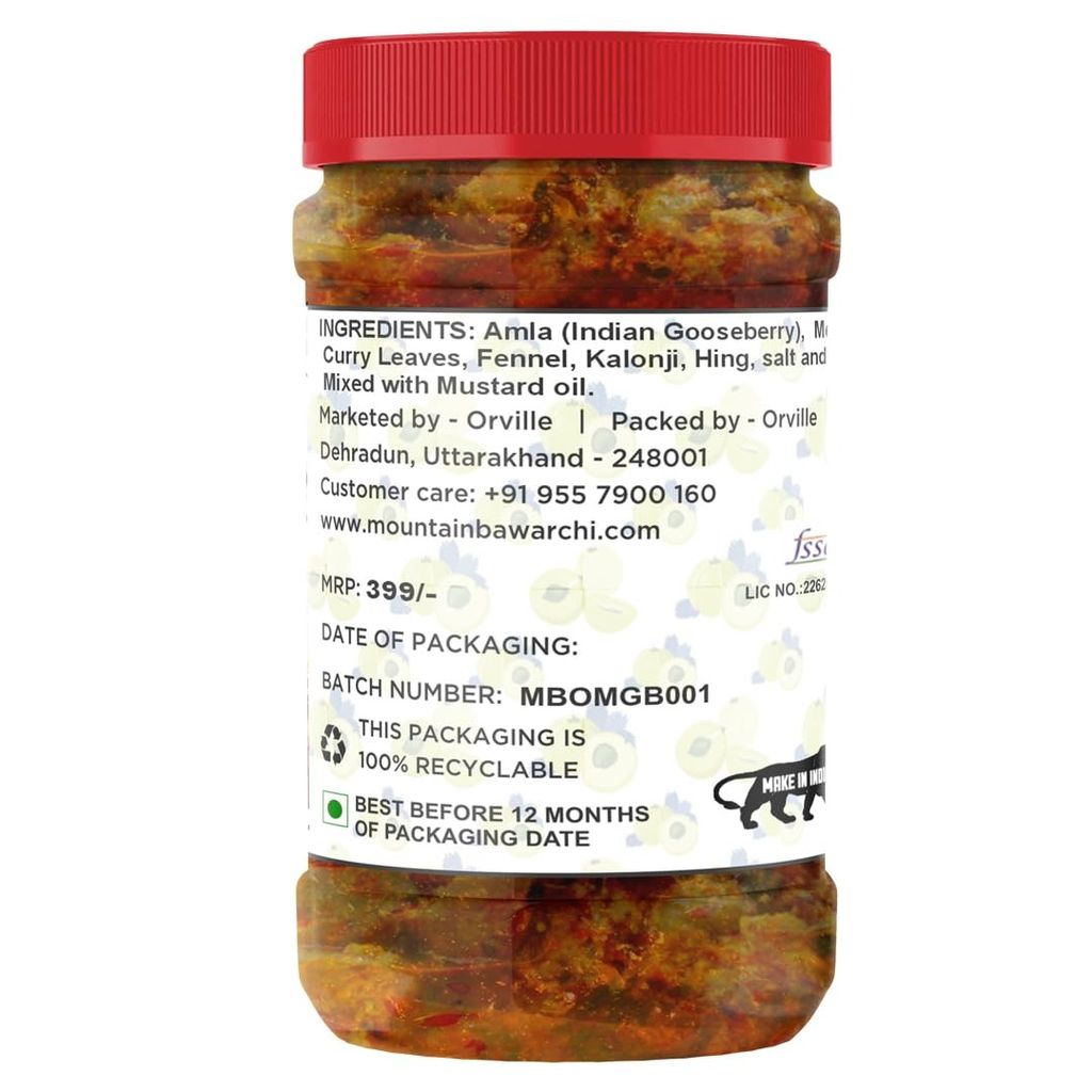Mountain Bawarchi Amla Pickle | Homemade Amla ka Achar | Gooseberry Pickle in fresh form Ready to Eat (400g) view 2