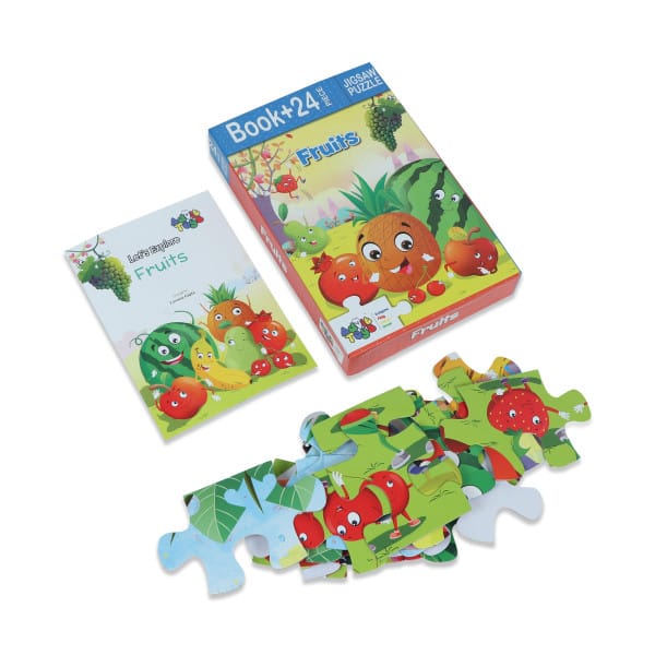 Advit Toys Fruits Jigsaw Puzzle - 24 Piece + 16 Pages Educational Book view 2