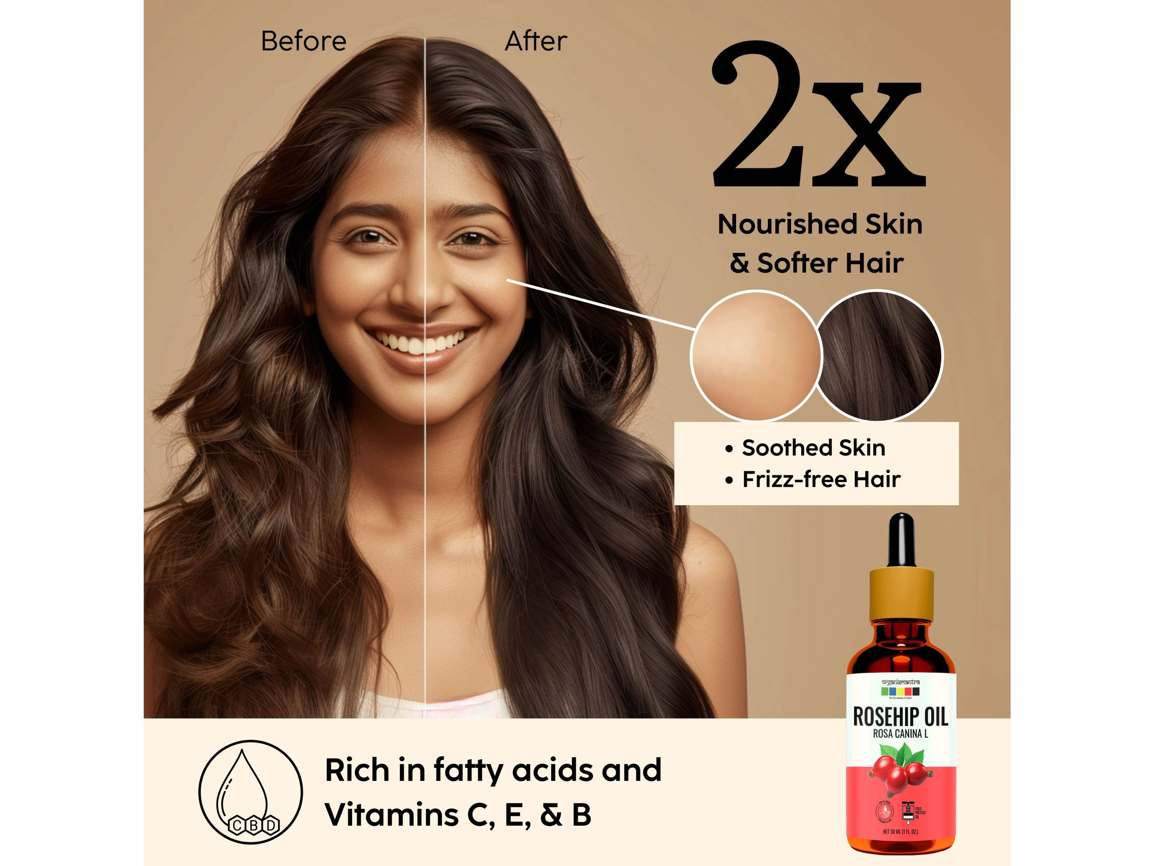 Organix Mantra Rosehip Seed Oil, 100% Pure, Natural & Cold Pressed Organic Oil, 30ML - 30 Millilitre view 2