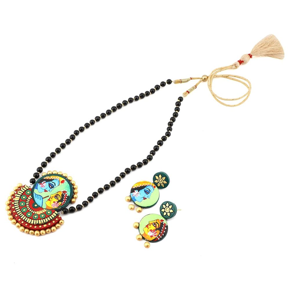 Le bijouxistic EKAM EK TERRACOTTA NECKLACE SET WITH EARRINGS COMBO OF 2 NECKLACES view 2