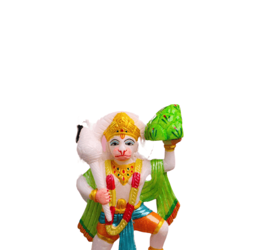 KIKI DECOR ™ White Marble Hanuman Idol for Home and Office Front view 2