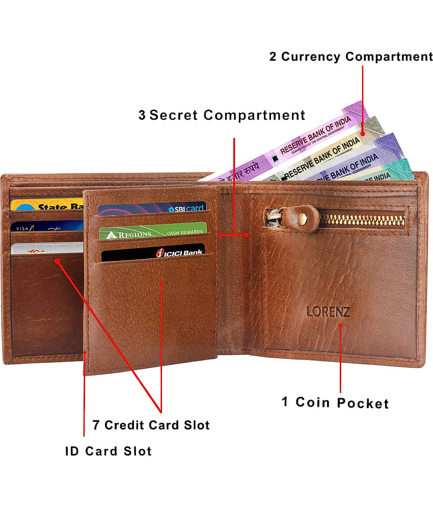 Lorenz Tan 100% Leather Men's RFID Wallet ( Pack of 1 ) view 2