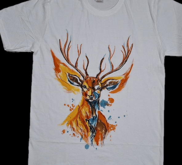 Unisex T-Shirt with Colorful Deer Graphic view 2