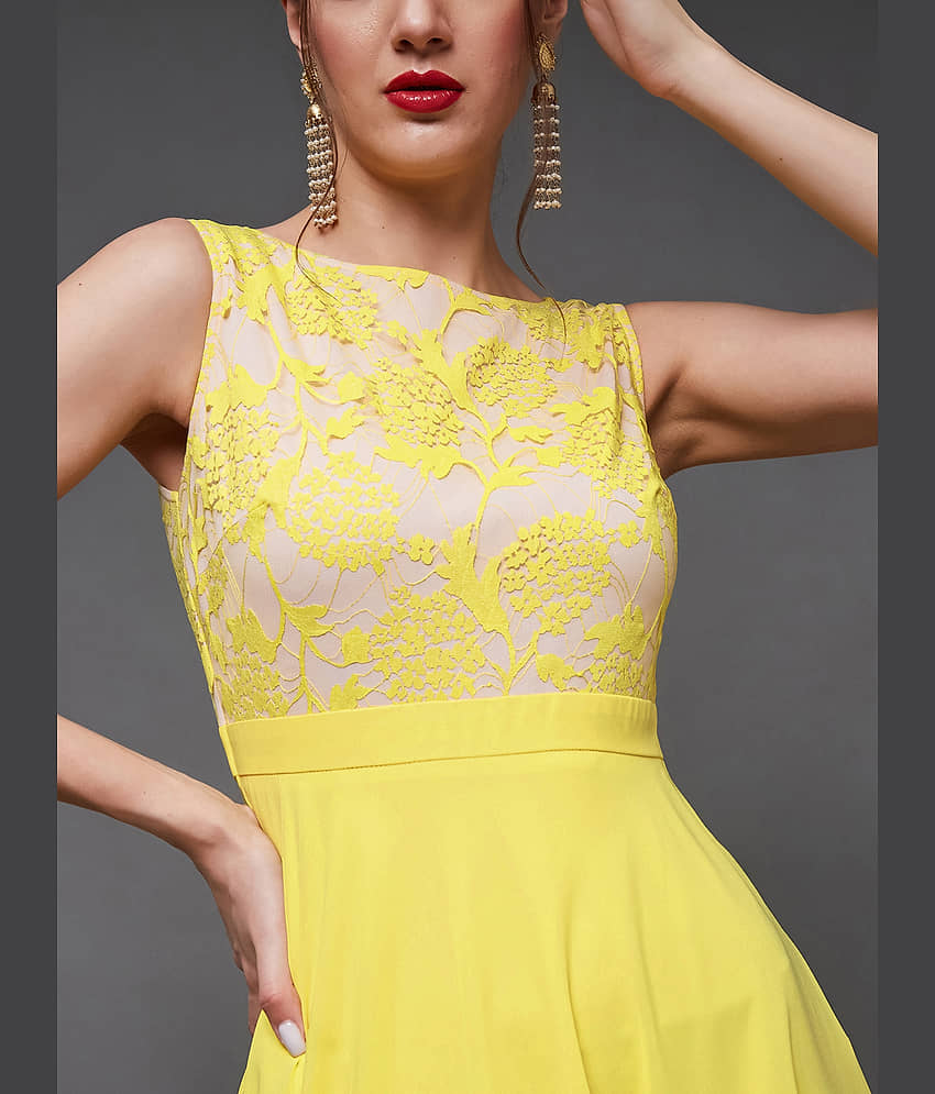 Miss Chase Women Georgette Printed Gown ( Yellow ) view 2