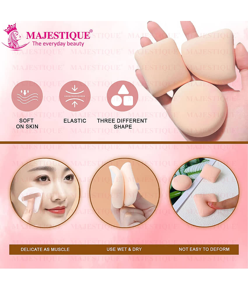 Majestique Makeup Sponge and Brush Set, Sponges with Lip and Eyeshadow Brushes, 5 Pcs view 2