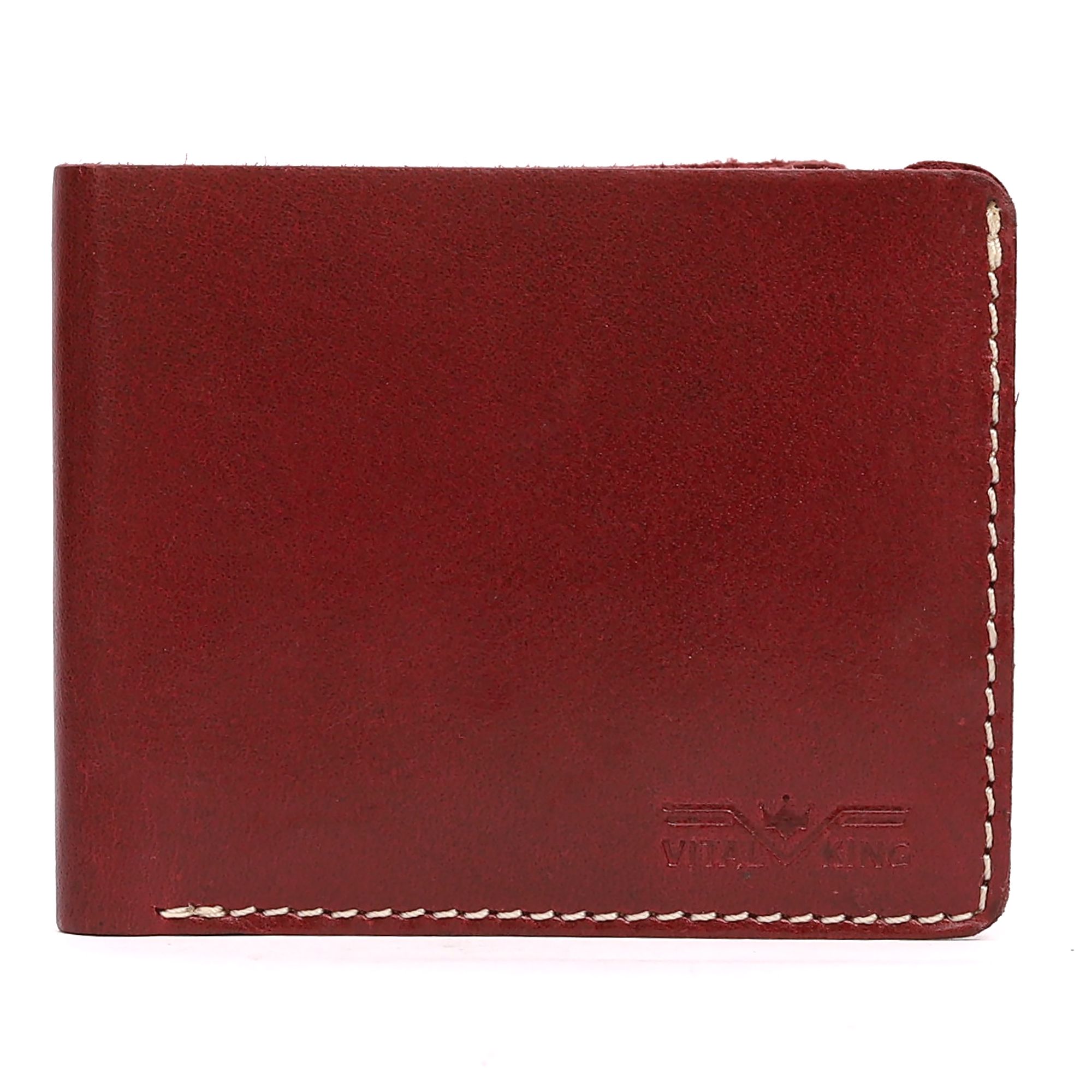Vital King Men Trendy Red Genuine Leather RFID Wallet (8 Card Slots)