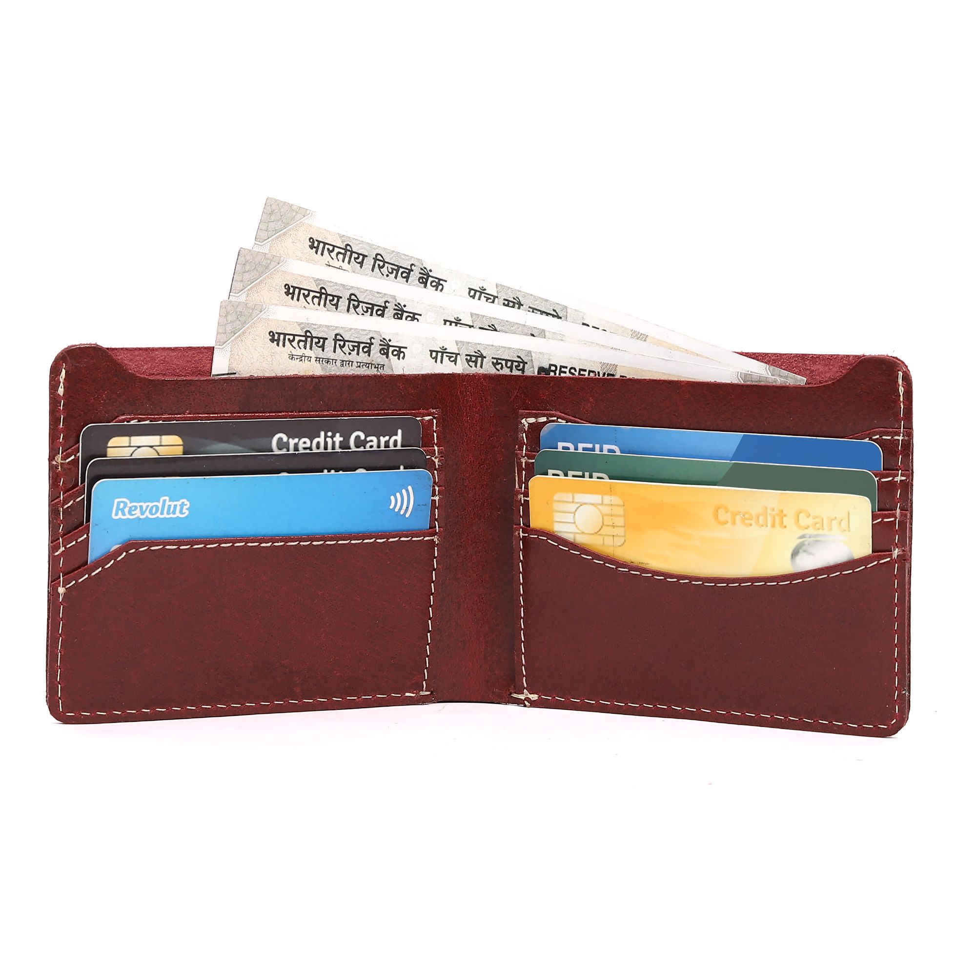 Vital King Men Trendy Red Genuine Leather RFID Wallet (8 Card Slots) view 2
