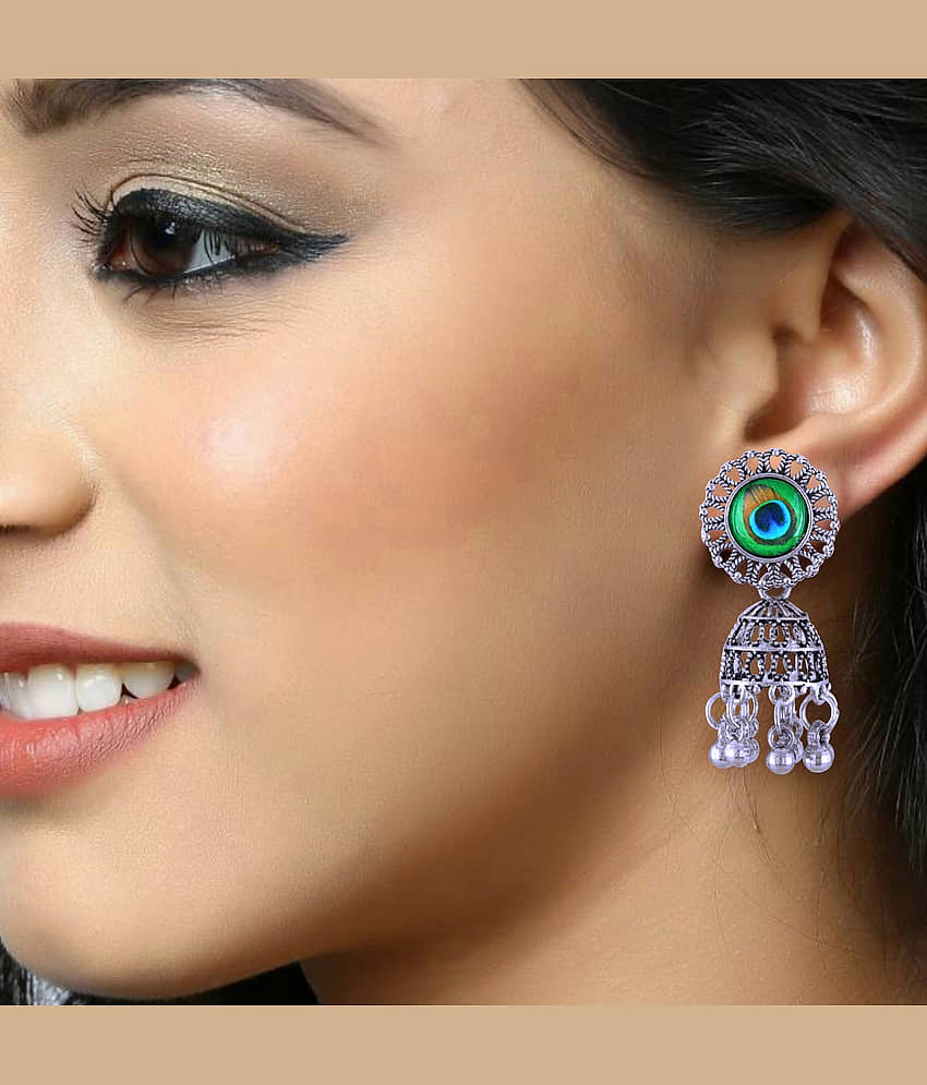 VIVASTRI Silver Jhumki Earrings ( Pack of 4 ) view 2