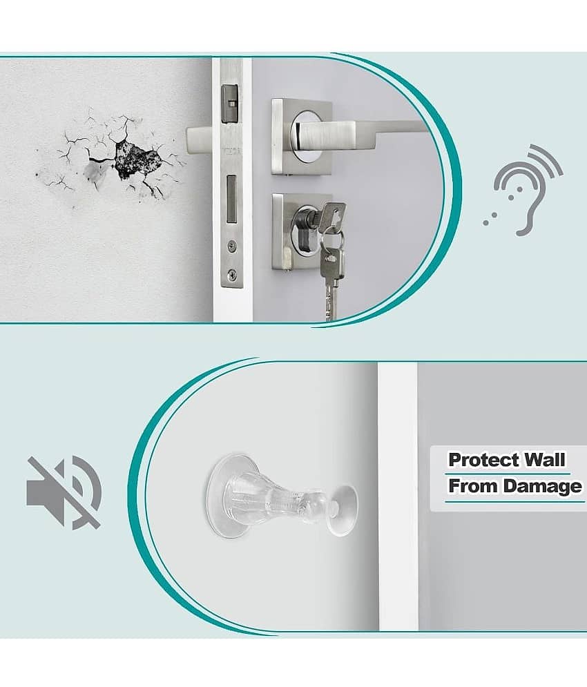GEEO Wall Protector Door Stopper Transparent Wall Mounted Stick On Silicone Door Protector No Drill Self Adhesive D view 2