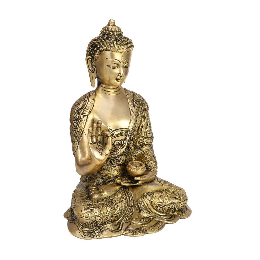 ARTVARKO Bhagwan Buddha Life Story Statue Blessing Face Murti for Home D?cor Entrance Office Table Living Room Meditation Luck (Gold 12 Inches) view 2