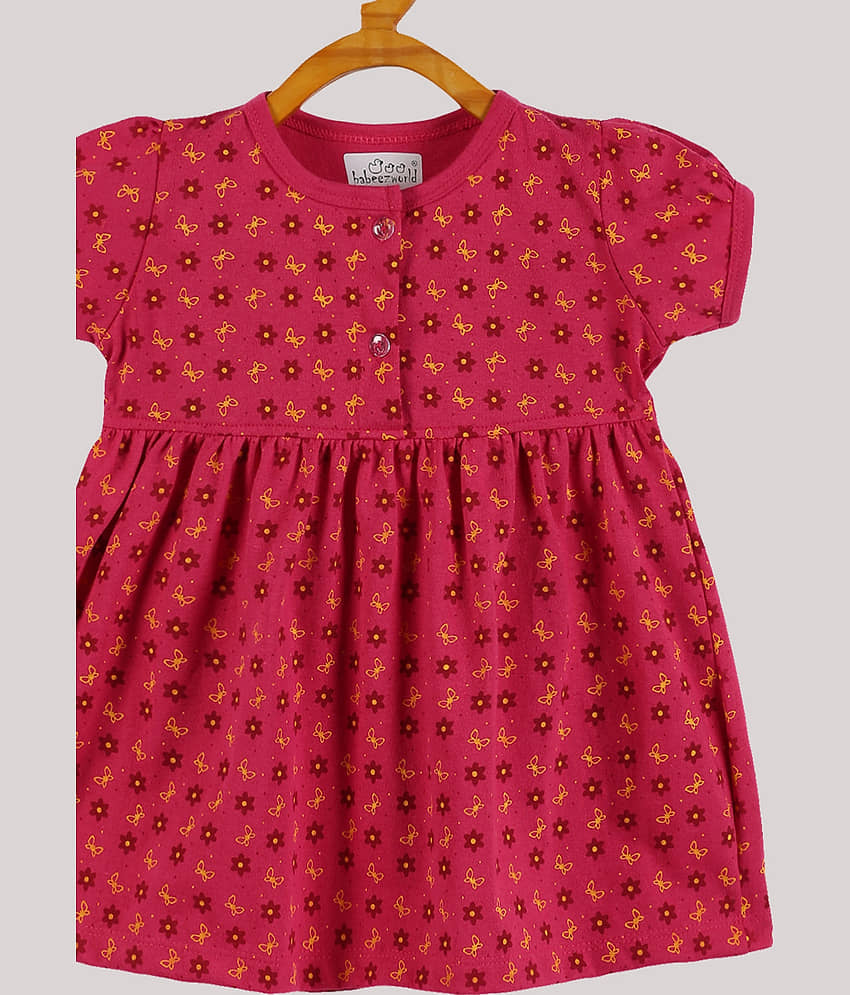 Babeezworld Pack of 1 Baby Girls Cotton Dress ( Pink ) view 2