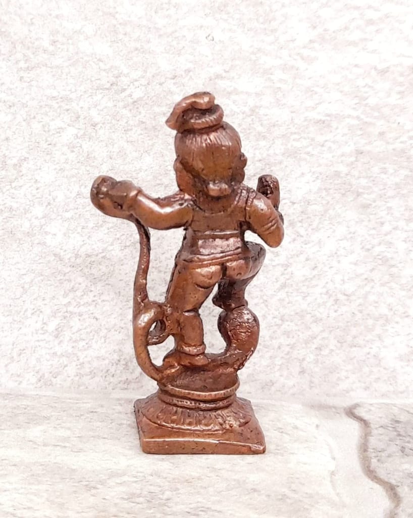 Searchers Paradise - Copper Idols Kalinganarthana Krishna ,2 inches, Copper Handmade 40 Grams, Patina Antique Finish, Pack of 1 Piece view 2