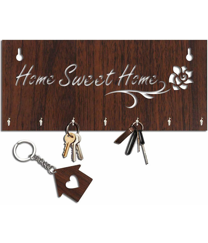 Arpita Crafts Brown Wood Key Holder - Pack of 1