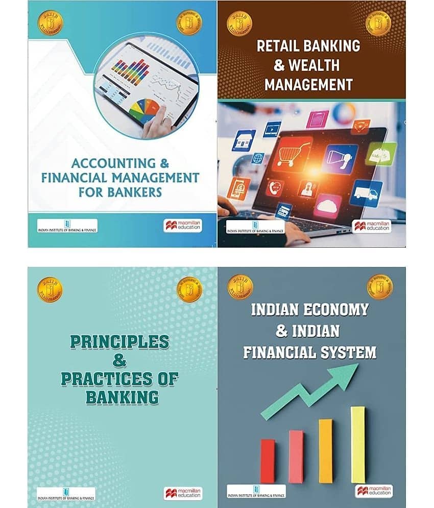 JAIIB - IIBF - New 2023 Syllabus - Set of 4 Books by Macmillan - PPB + Accounting & Finance + Retail Banking + Indian Economy & Indian Financial view 2