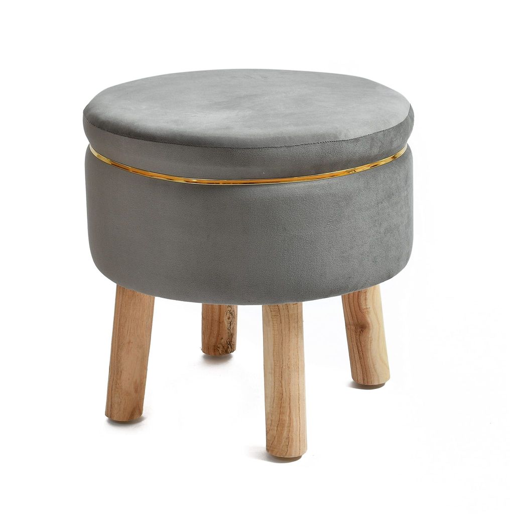 SmartKart Ottoman Pouffe Stool for Living Room Poof Sitting Furniture Footrest Pouffe for Sitting | Foot Stool for Office, 16x16x16 Inch, Brown (Combo, Grey) view 2
