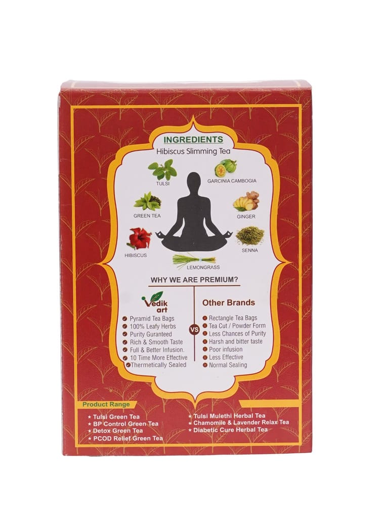 Hibiscus Slimming Tea for Powerful Natural Herbs (20 Tea Bag) The Perfect Way to Fight Fat and Commit to Being Fit. Try Vedikart Hibiscus Slimming Tea Today! Enjoy a Guilt-Free Cup of Tea with Vedikart Hibiscus Slimming Tea view 2