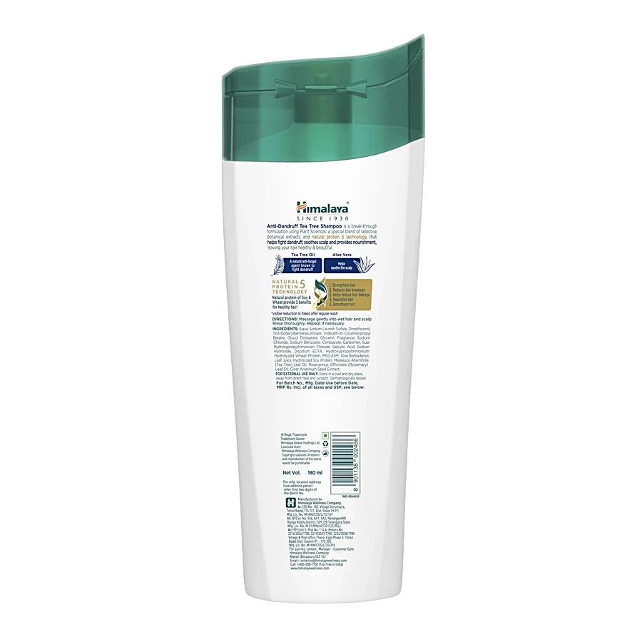 Himalaya Anti-Dandruff Shampoo - With Tea Tree Oil, Aloe Vera, For All Hair Types, 180 Ml view 2