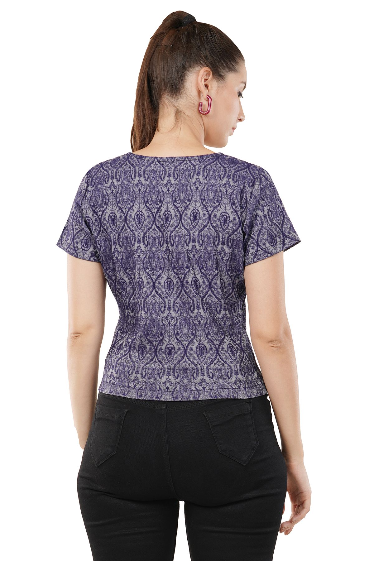 Women Textured Jacquared Top view 2