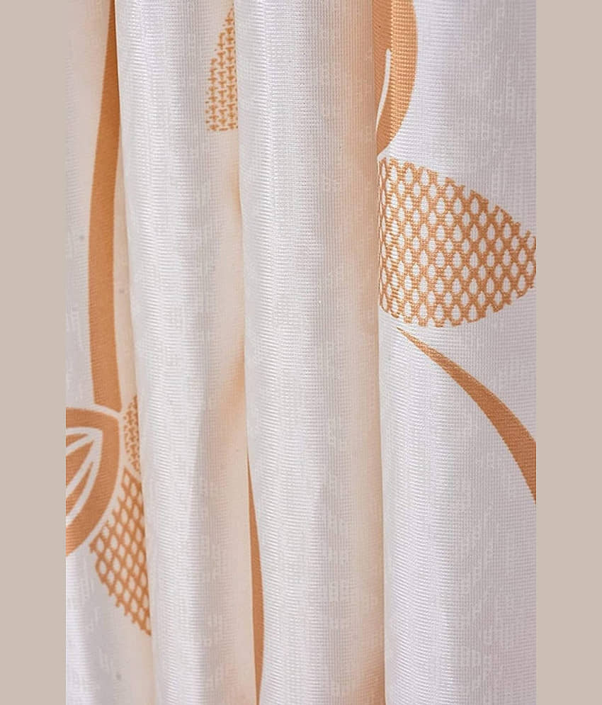 Kraftiq Homes Floral Semi-Transparent Eyelet Curtain 5 ft ( Pack of 2 ) - Beige view 2