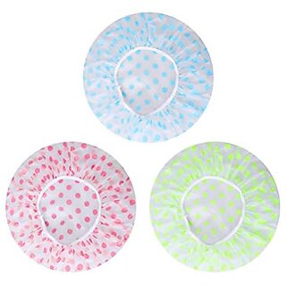 (Pack of 2)Altegic Shower Cap for Women Bath Shower Clear Hair Cover Bathing Elastic Free-Size Reusable for Homes view 2