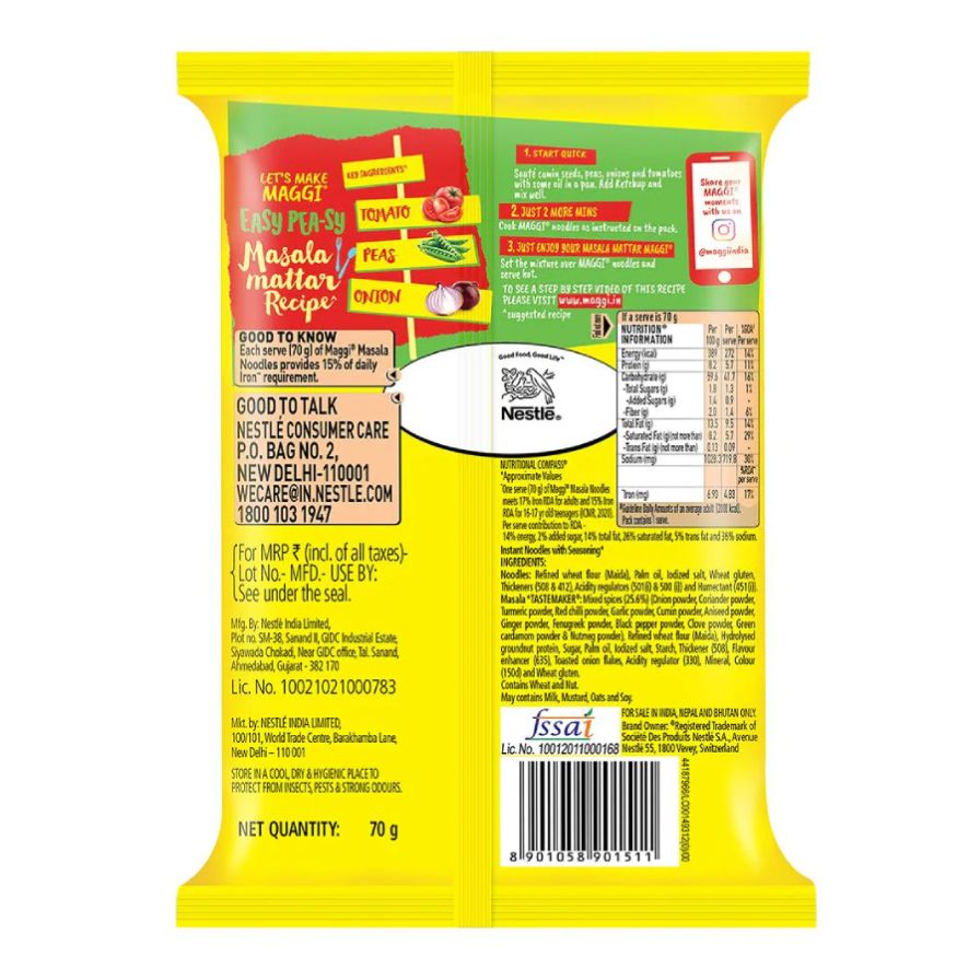 Maggi 2 Minute Masala Noodles 70 Gms view 2