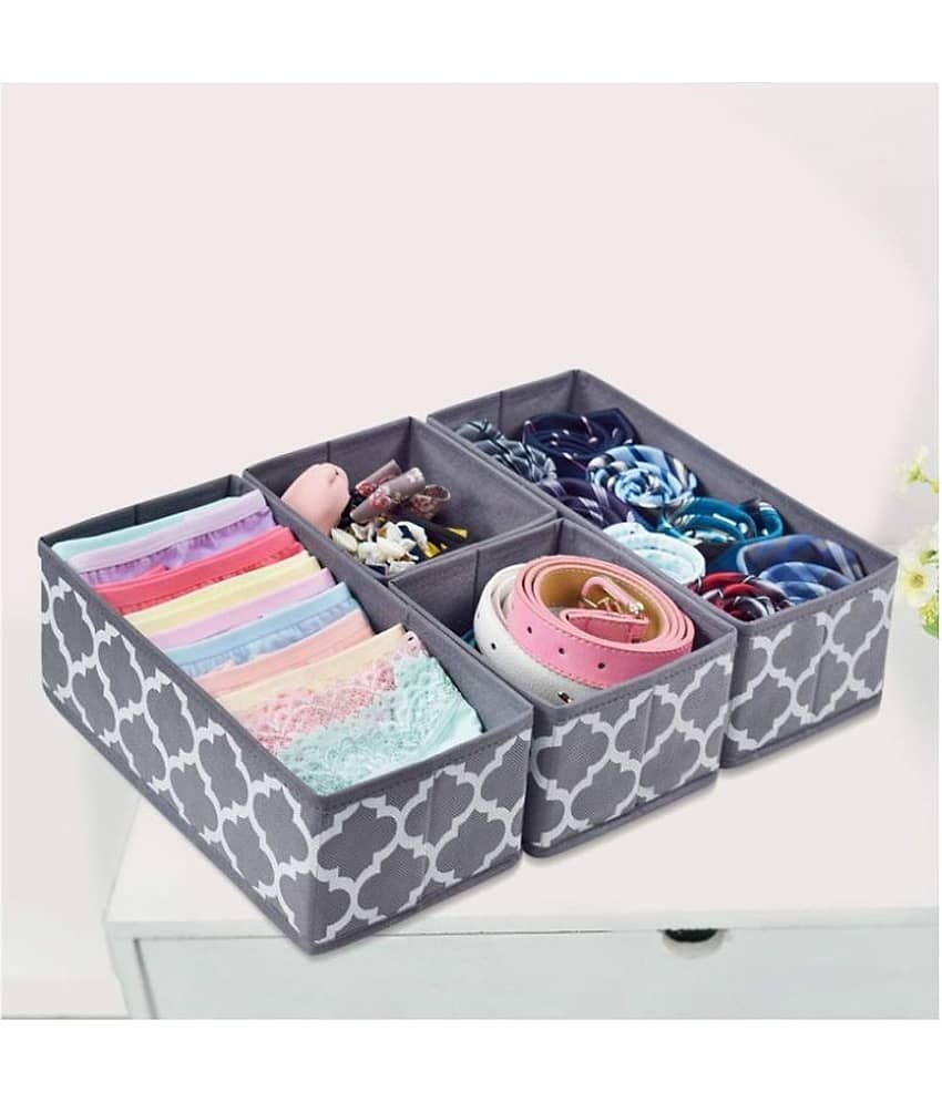 House of Quirk Foldable Cloth Storage BoxCloset Dresser Drawer Organizer Cube Basket Bins Containers Divider with Drawers for Underwear, Bras, Socks, Ties, Scarves, Set of 6 view 2
